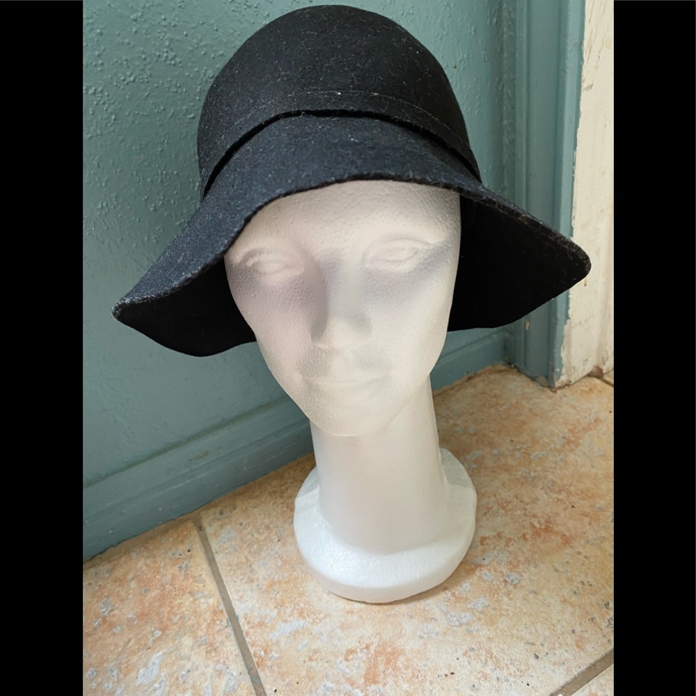 Charter Club Black Felt 100% Wool Bucket Style Hat